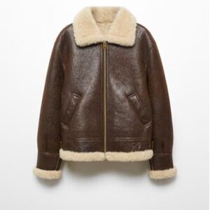 NWT MANGO Faux Leather and Shearling Jacket size Small